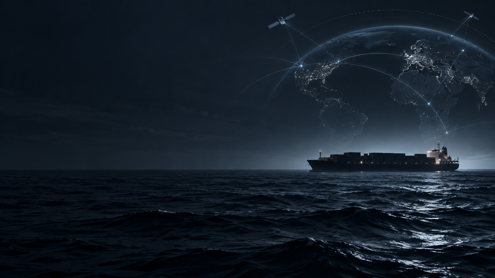 Cargo vessel connected through satellite networks